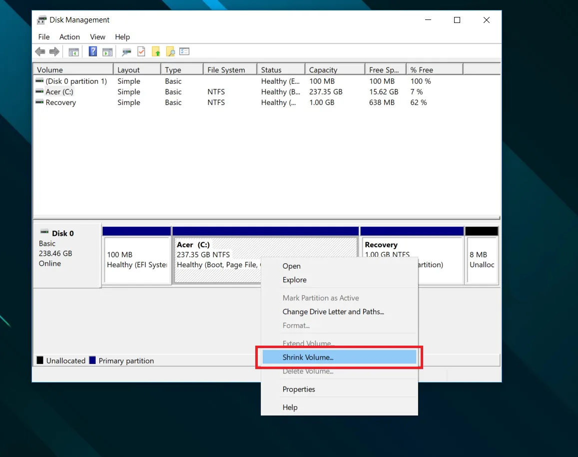 Hướng dẫn chia gộp ổ cứng trên Windows