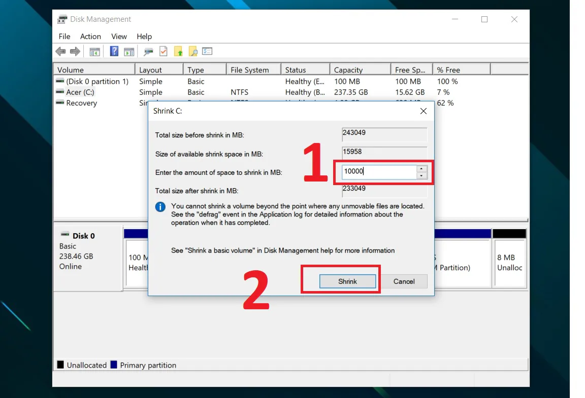 Hướng dẫn chia gộp ổ cứng trên Windows