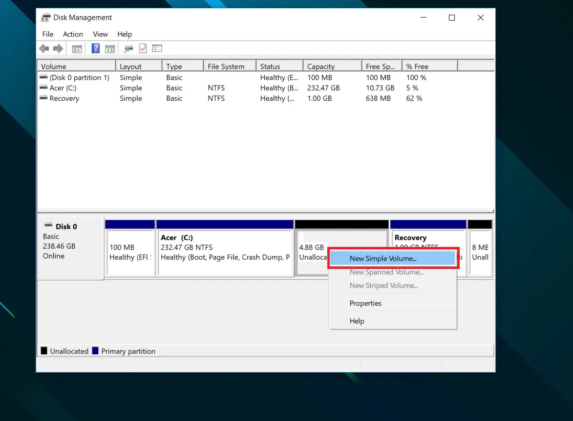 Hướng dẫn chia gộp ổ cứng trên Windows