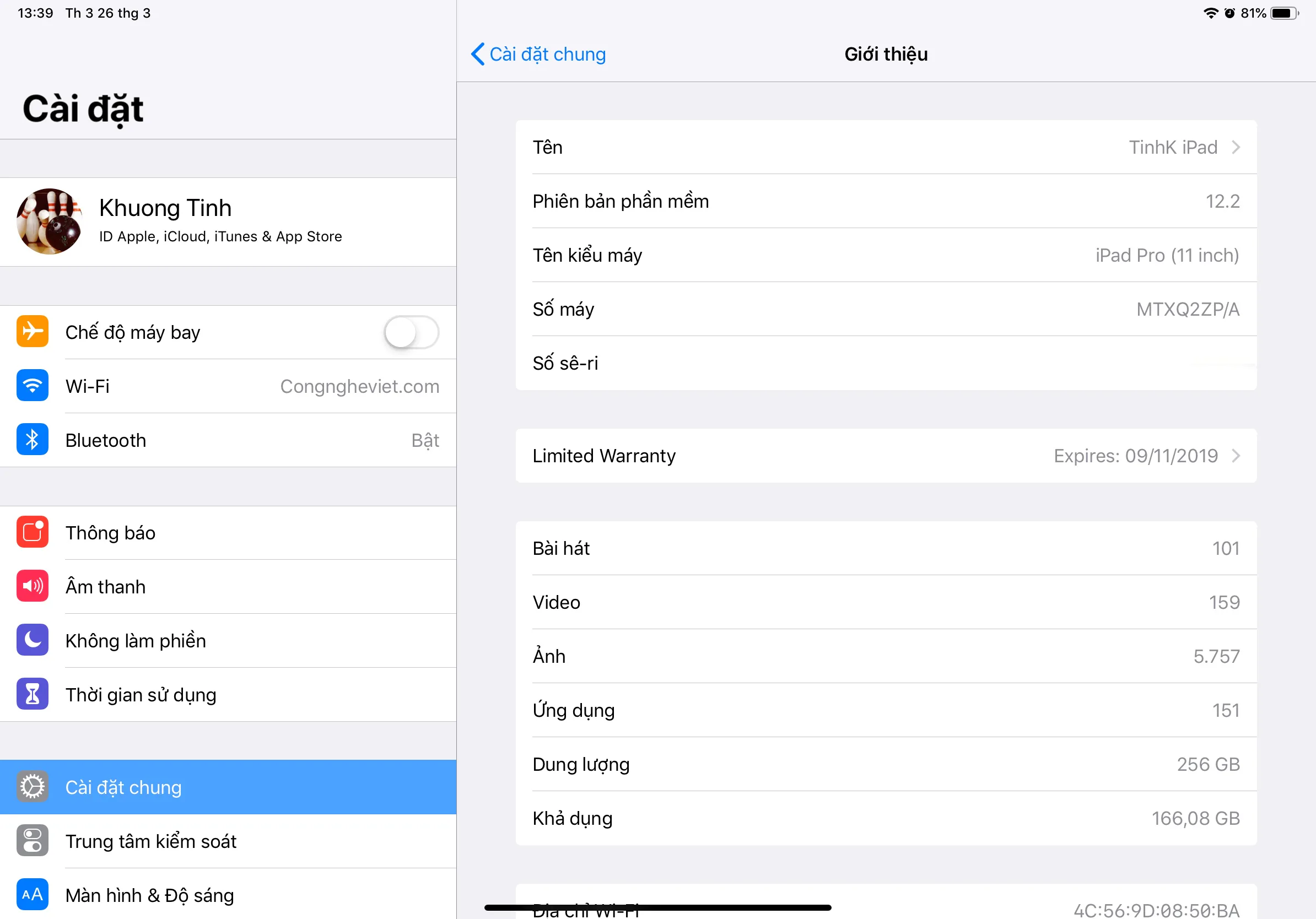 iOS 12.2 có thêm tính năng kiểm tra thời hạn bảo hành ngay trong mục Cài đặt