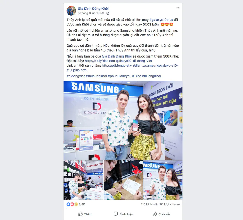 Sao Việt nào chọn Galaxy S10/S10+ làm quà người thân 8/3?