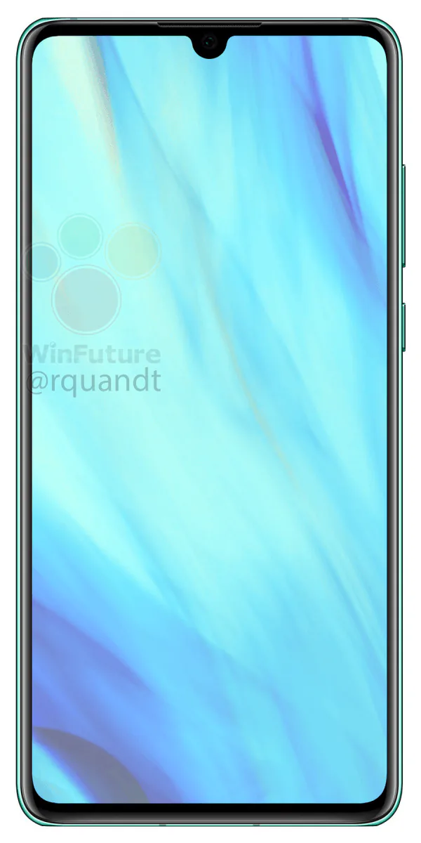 Rò rỉ ảnh render của Huawei P30 & P30 Pro, 3 camera sau và camera selfie giọt nước