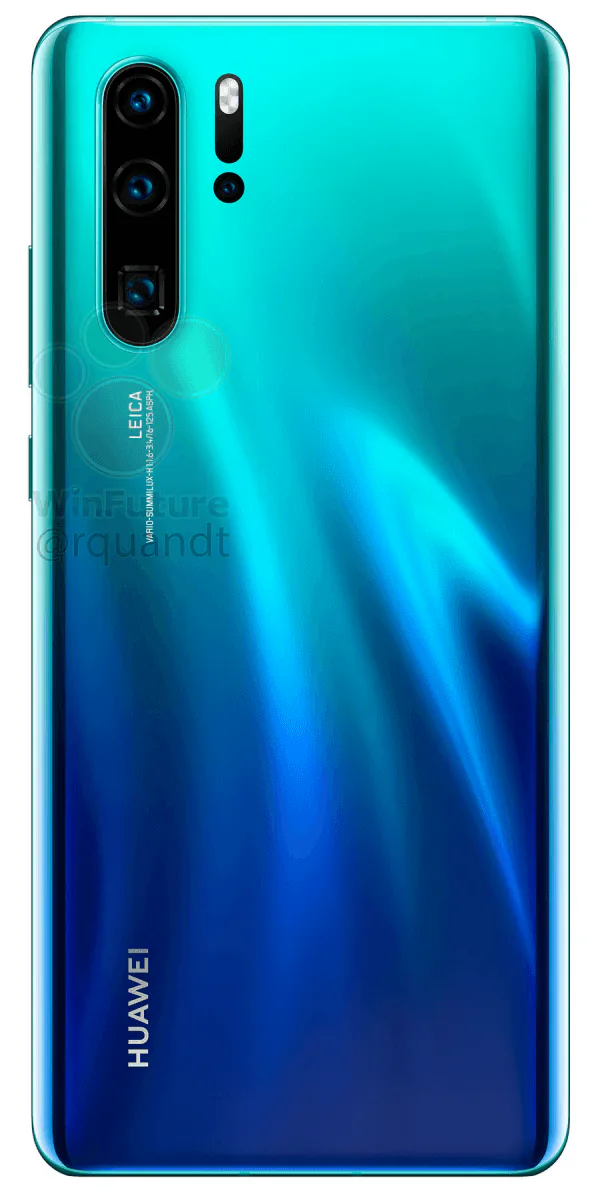 Rò rỉ ảnh render của Huawei P30 & P30 Pro, 3 camera sau và camera selfie giọt nước