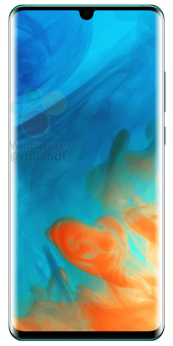 Rò rỉ ảnh render của Huawei P30 & P30 Pro, 3 camera sau và camera selfie giọt nước