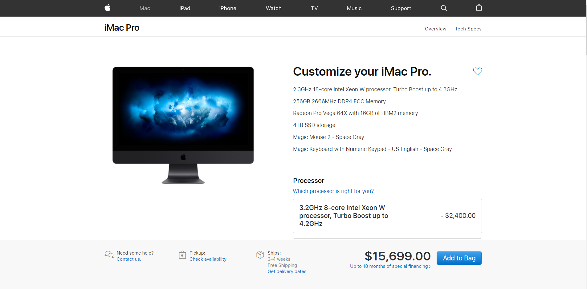 Apple cho phép nâng cấp iMac Pro lên 256GB RAM với giá chỉ $5,200