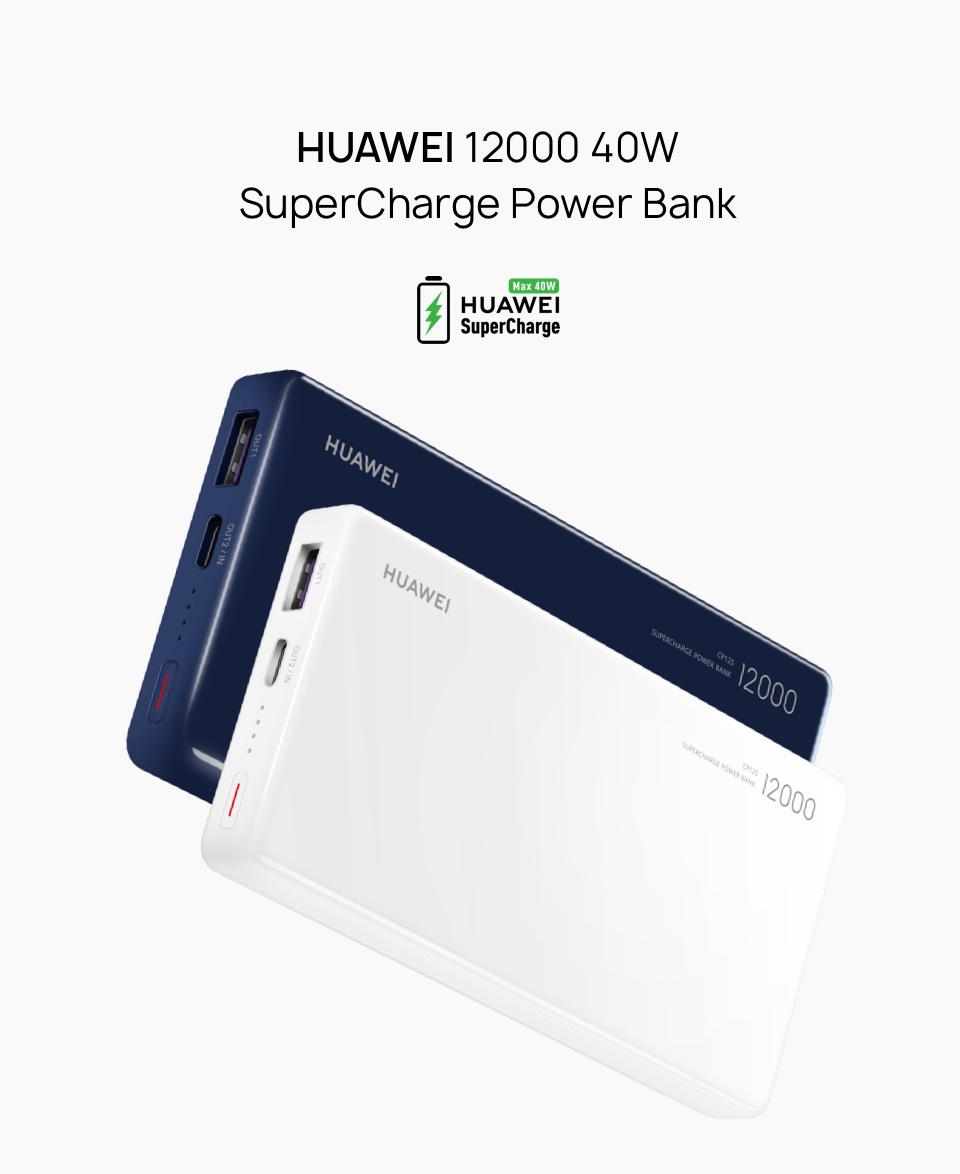 Huawei giới thiệu sạc dự phòng 12,000mAh, sạc nhanh SuperCharge hai chiều công suất 40W