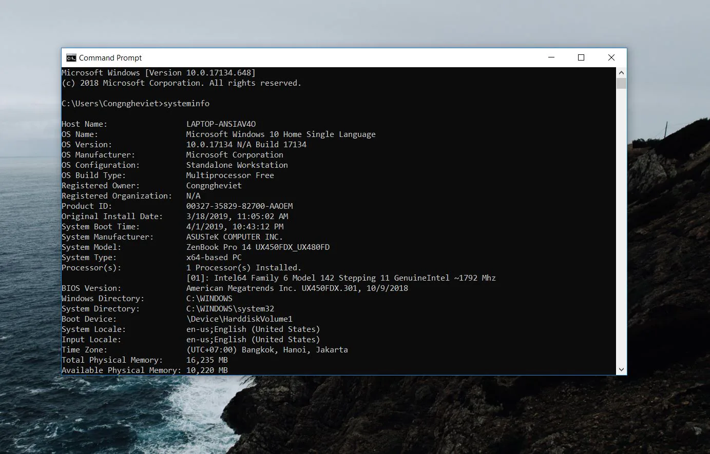 Cách kiểm tra cấu hình máy tính chạy Windows 10