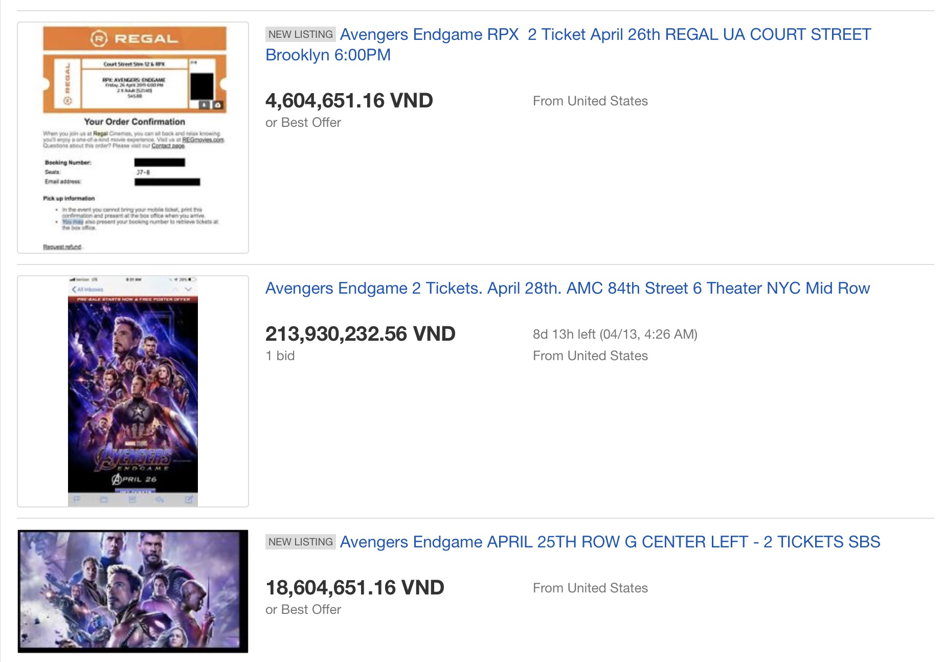 'Cơn sốt' Avengers: Endgame đã bắt đầu, những vé đặt sớm đang được rao bán trên eBay với giá hơn 200 triệu