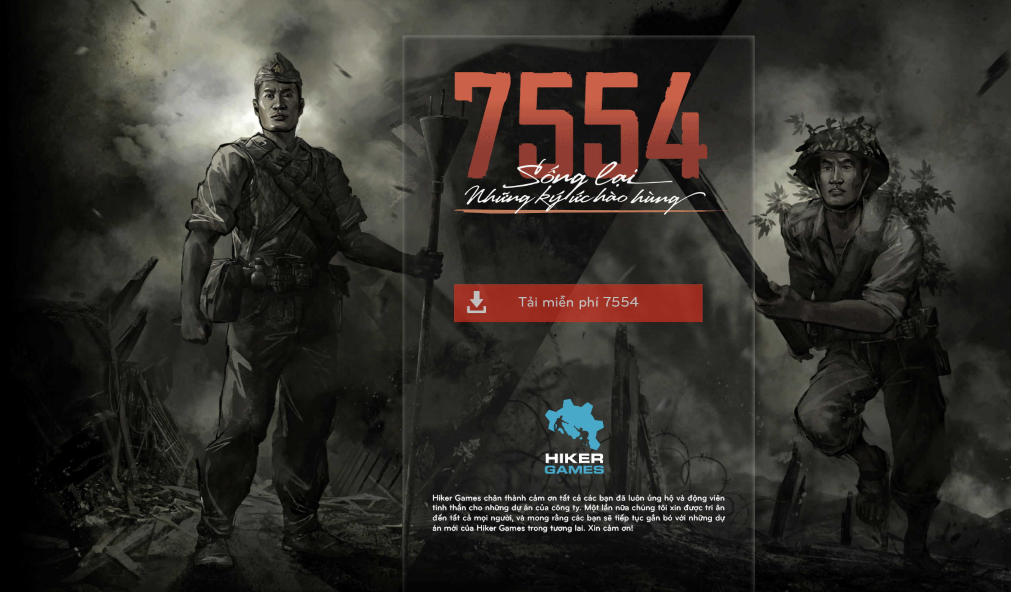 Tựa game "7554 - Sống lại những ký ức hào hùng" hiện đang cho tải về miễn phí