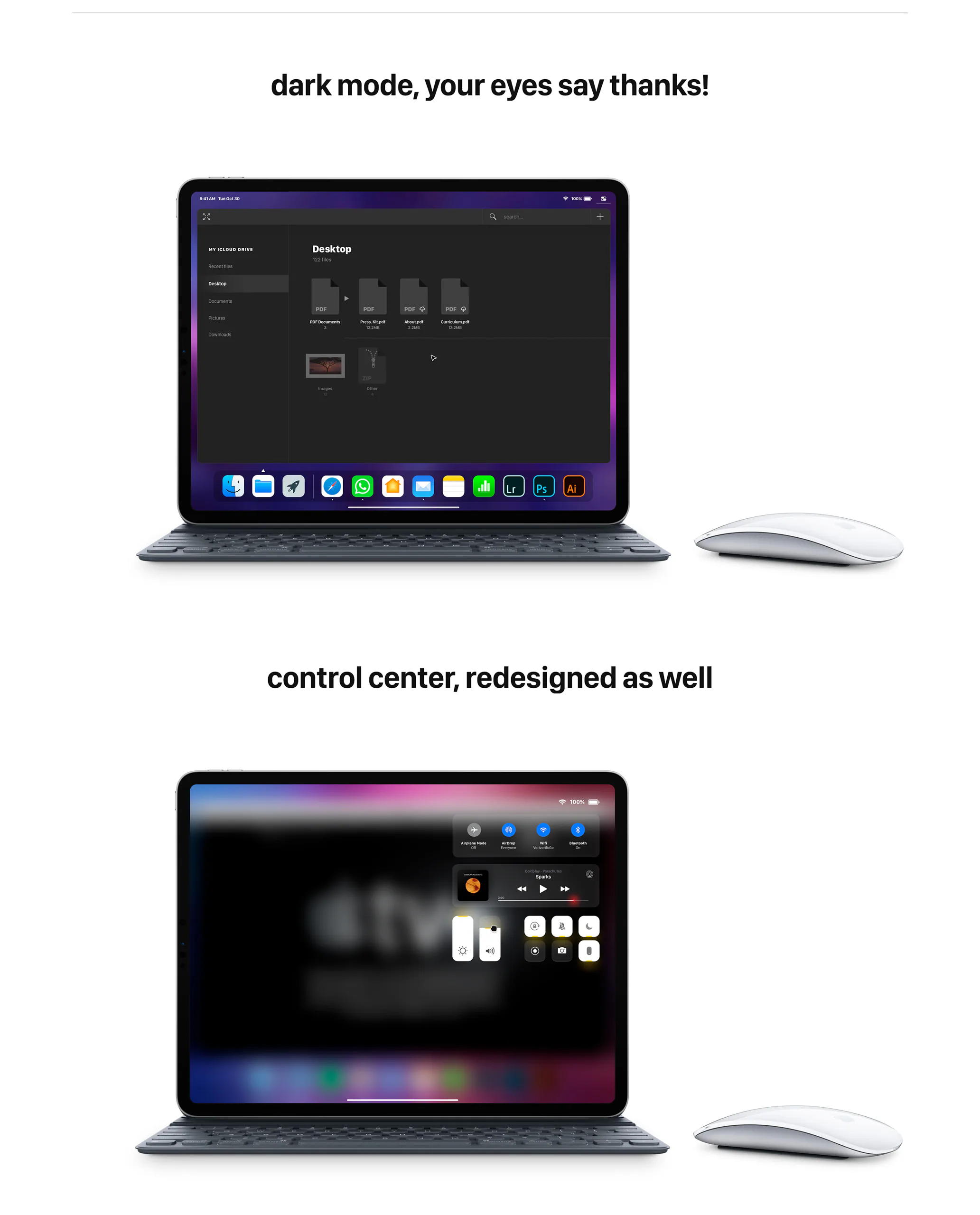 Concept iOS 13 với hỗ trợ chuột, tăng cường đa nhiệm và thiết kế đẹp mắt