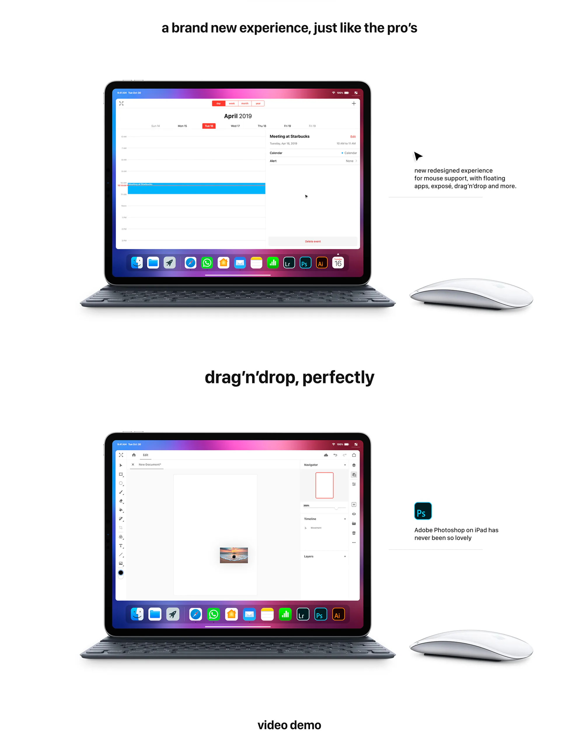 Concept iOS 13 với hỗ trợ chuột, tăng cường đa nhiệm và thiết kế đẹp mắt