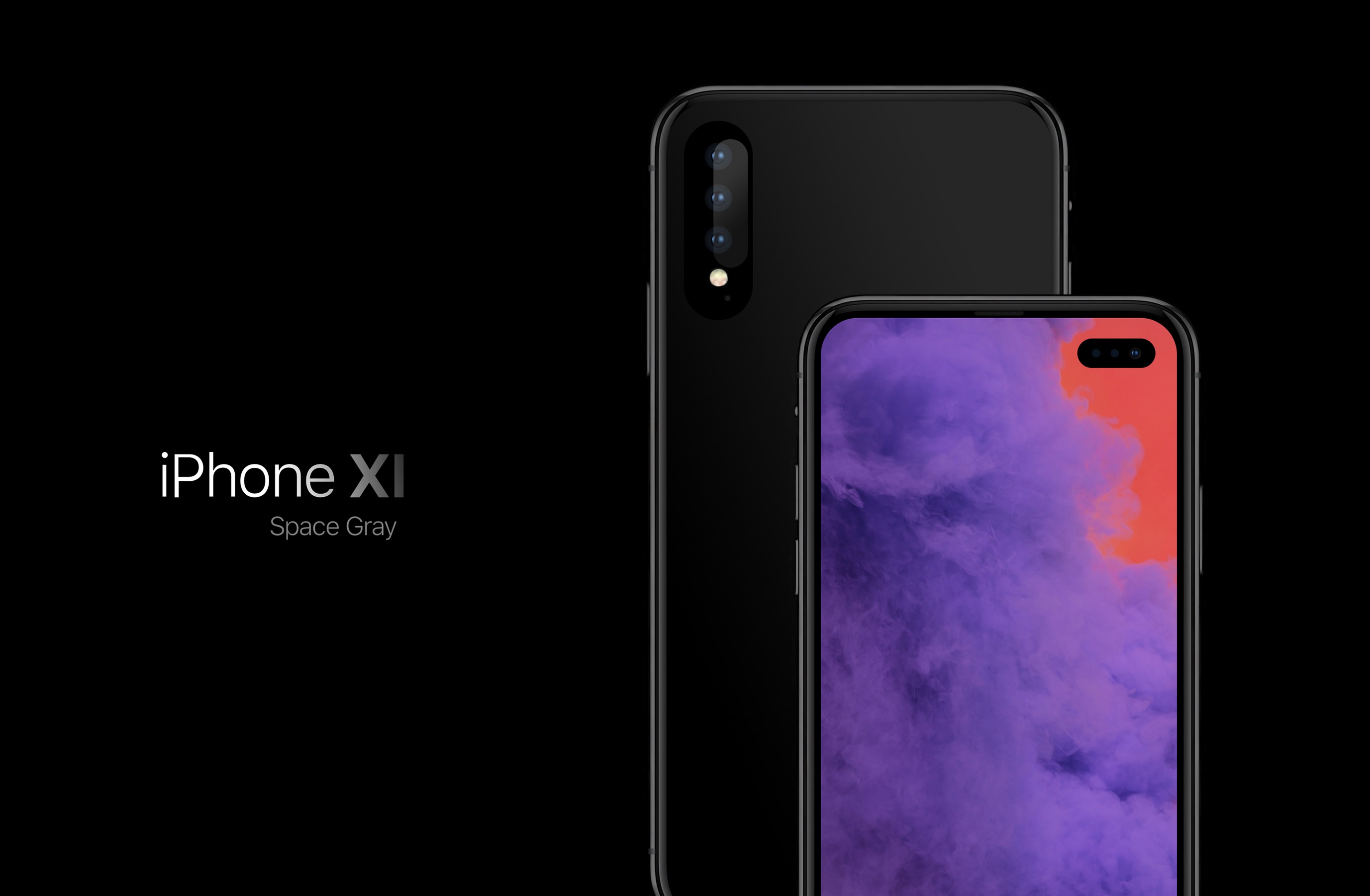 Concept iPhone XI ‘không viền’ với camera ‘đục lỗ’, cụm ba camera dọc tuyệt đẹp