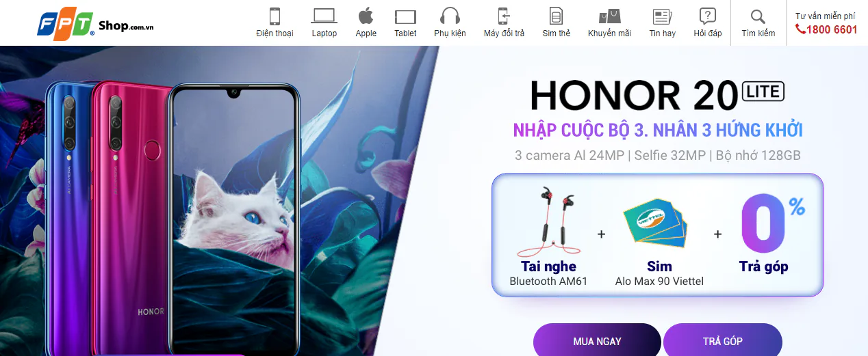 HONOR 20 LITE chính thức lên kệ FPT Shop, giá 5,990,000VND