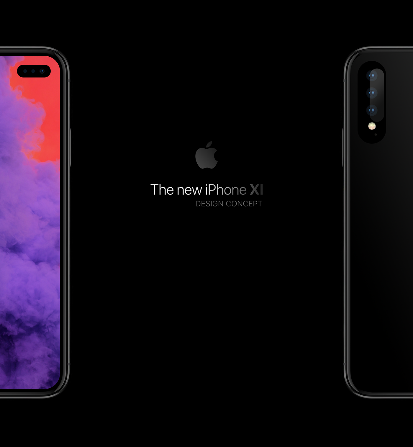 Concept iPhone XI 'không viền' với camera 'đục lỗ', cụm ba camera dọc tuyệt đẹp