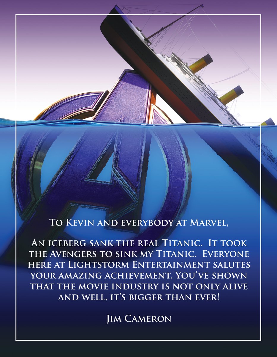 Avengers: Endgame vượt mặt và đánh chìm được Titanic, đạo diễn James Cameron gửi lời chúc mừng tới Marvel