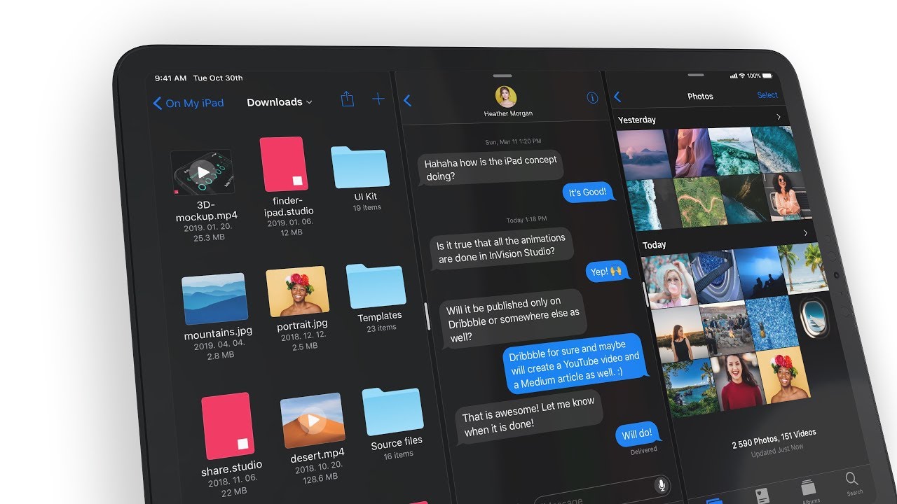 Thêm concept về iOS 13 sắp tới, Finder cho iPad, hỗ trợ ổ cứng rời, đa nhiệm mới, Dark Mode,…