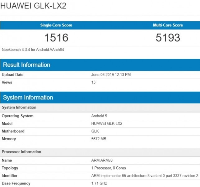 Huawei Nova 5i có 6GB RAM và chạy Snapdragon 710