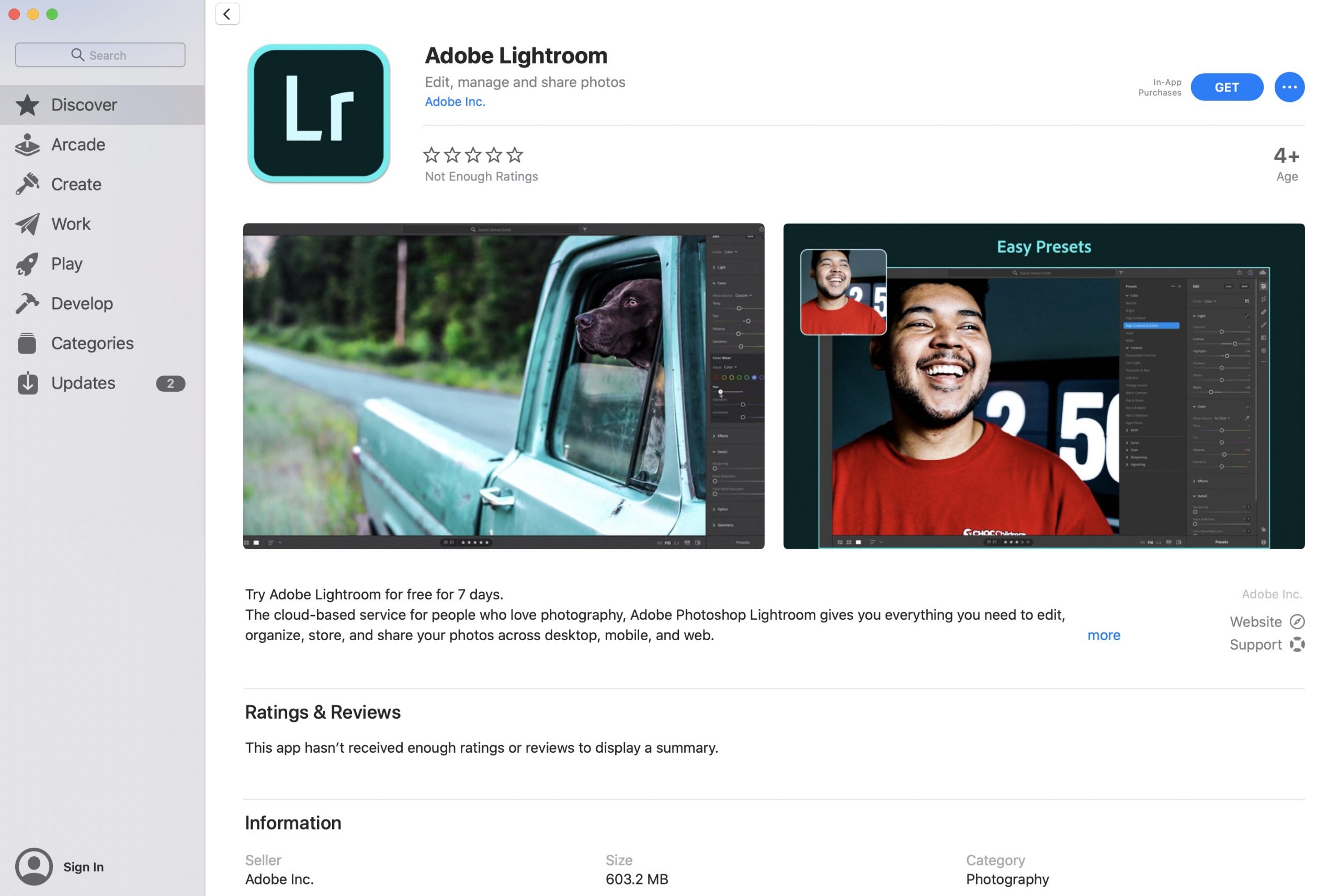 Adobe bắt đầu có mặt trên Mac App Store, mở đầu là Lightroom
