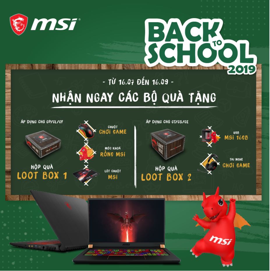 Tưng bừng mùa tựu trường với quà tặng hấp dẫn khi mua laptop MSI