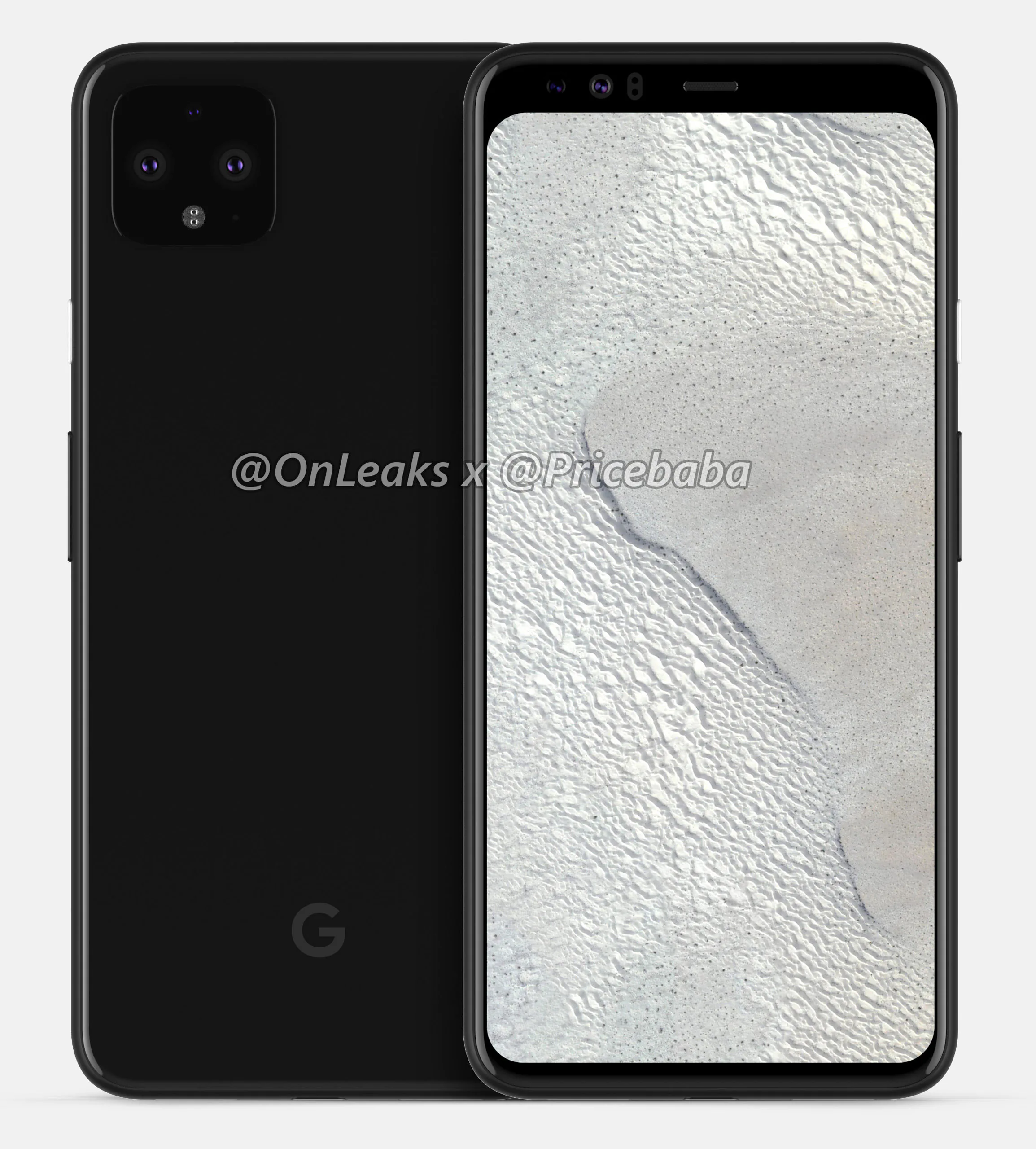 Ảnh render của Pixel 4 XL với viền trên màn hình rất dày
