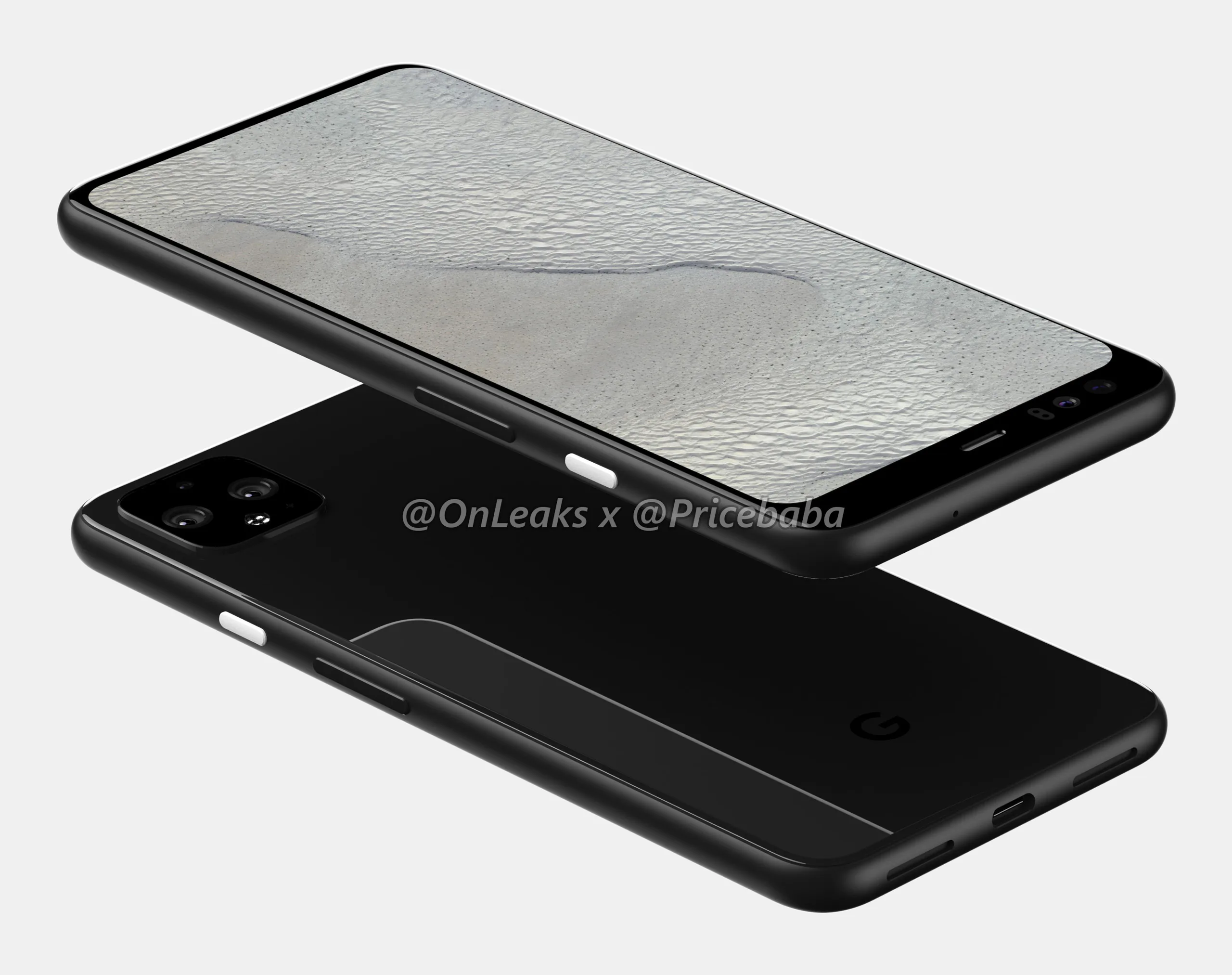 Ảnh render của Pixel 4 XL với viền trên màn hình rất dày