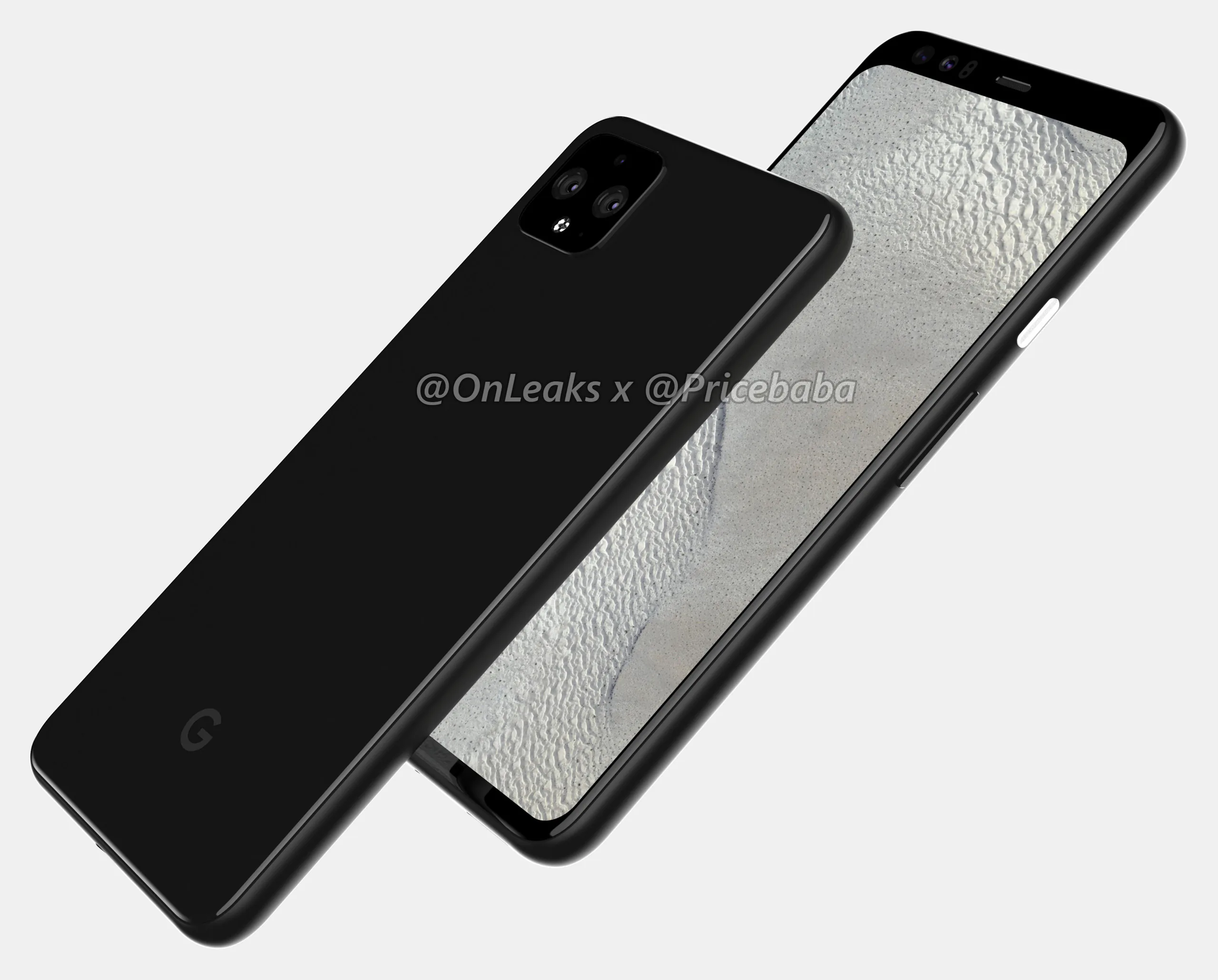 Ảnh render của Pixel 4 XL với viền trên màn hình rất dày