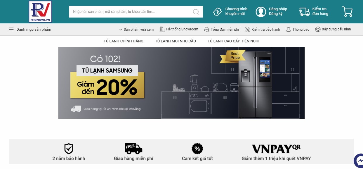 Phong Vũ tiếp tục mở bán tủ lạnh sau khi lọt top 10 các trang e-commerce hàng đầu Việt Nam