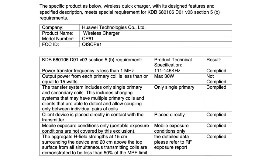 Sạc không dây nhanh nhất thế giới của Huawei vừa được FCC thông qua