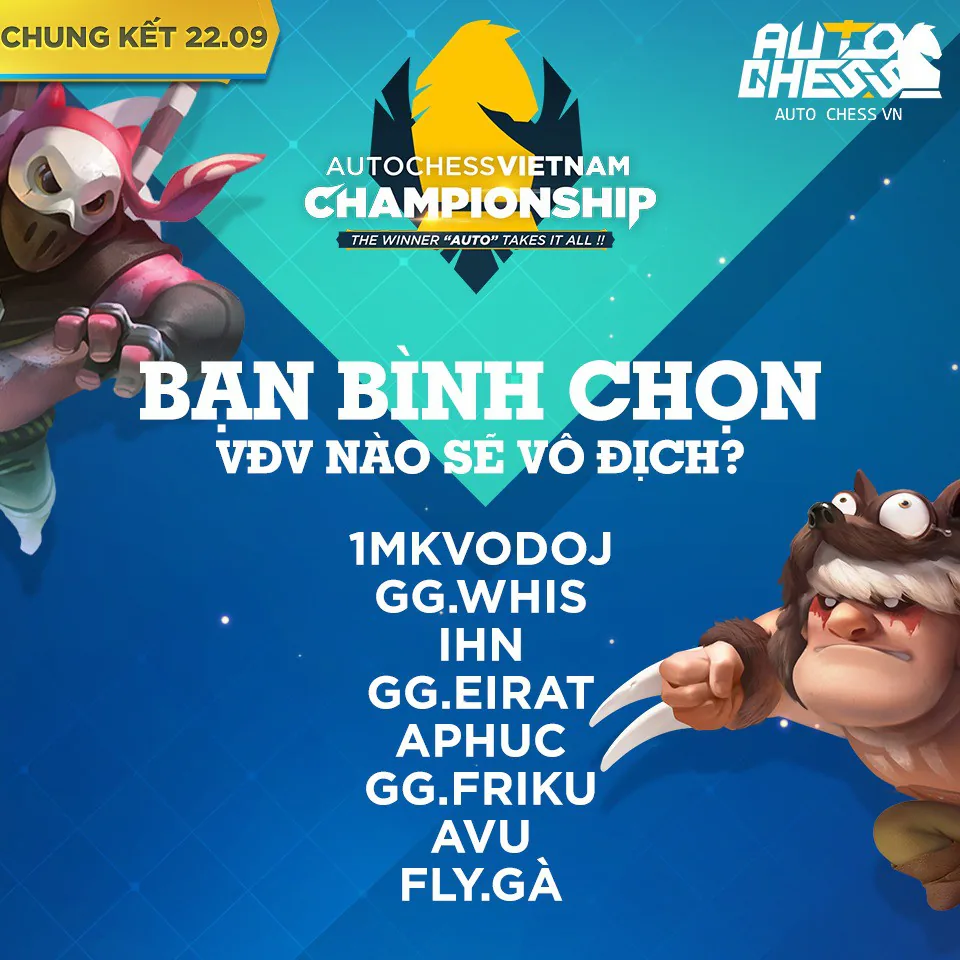 Chung kết giải đấu "cờ nhân phẩm" Auto Chess VN sẽ diễn ra hôm nay, giải thưởng cho người thắng cuộc lên đến 70 triệu đồng