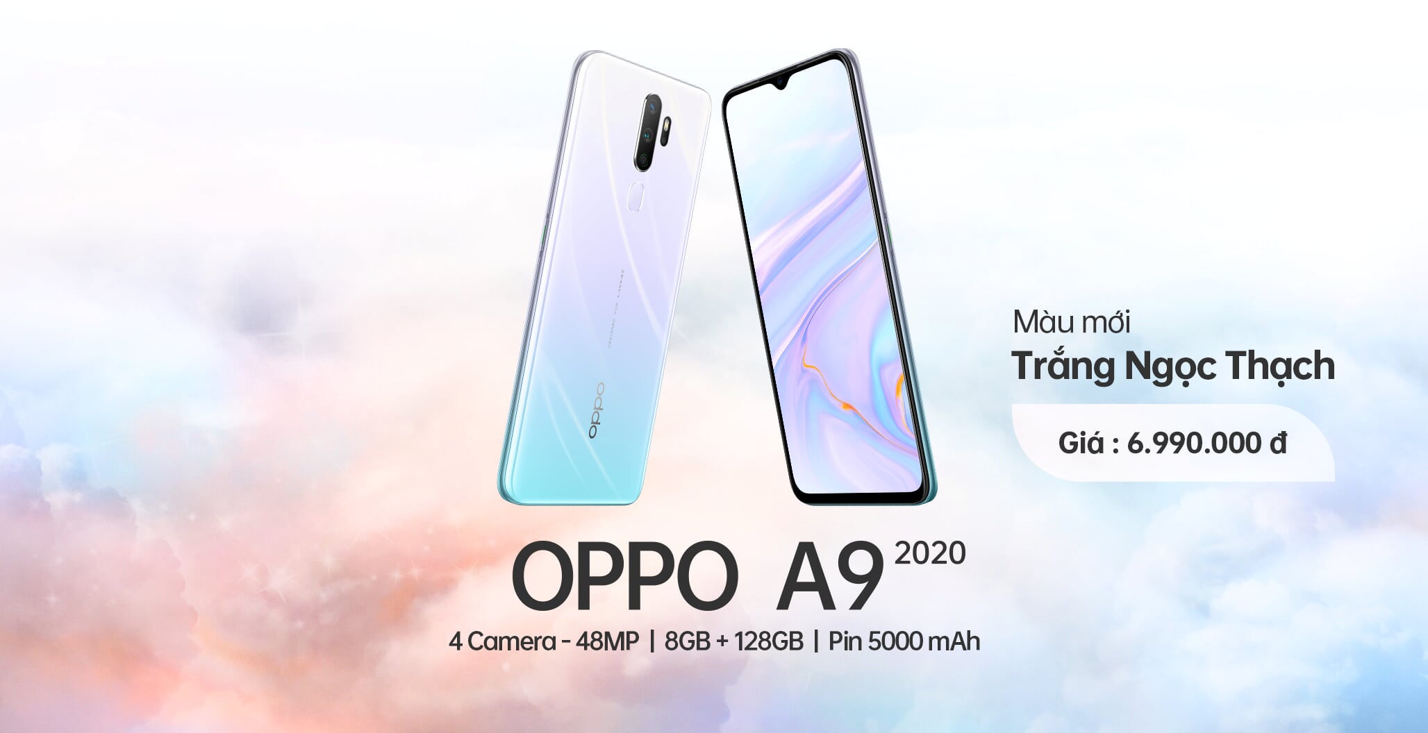 OPPO A9 2020 màu Trắng Ngọc Thạch chính thức ra mắt tại Việt Nam với nhiều ưu đãi hấp dẫn