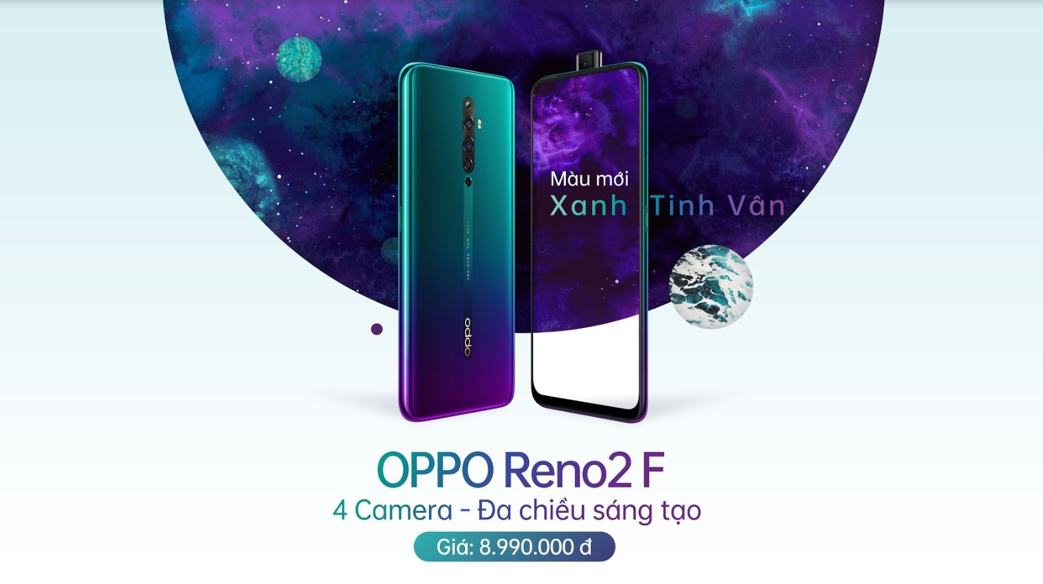 OPPO Reno2 F Xanh Tinh Vân ra mắt thị trường Việt, độc quyền trong 01 tháng tại Thế Giới Di Động
