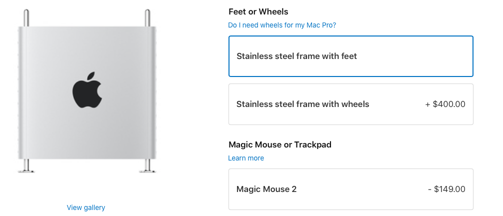Tuỳ chọn bánh xe cho Mac Pro 2019 sẽ có giá tận 400 USD