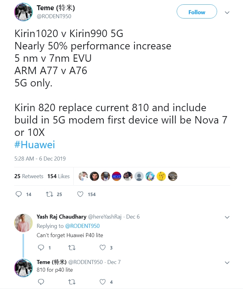 Rò rỉ thông tin chip mới Kirin 1020 và Kirin 820 của Huawei