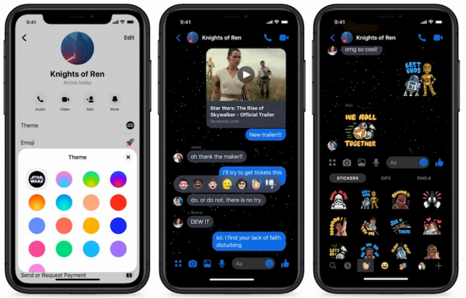 Ứng dụng Messenger cập nhật chủ đề Star Wars với nền tối và biểu tượng mới