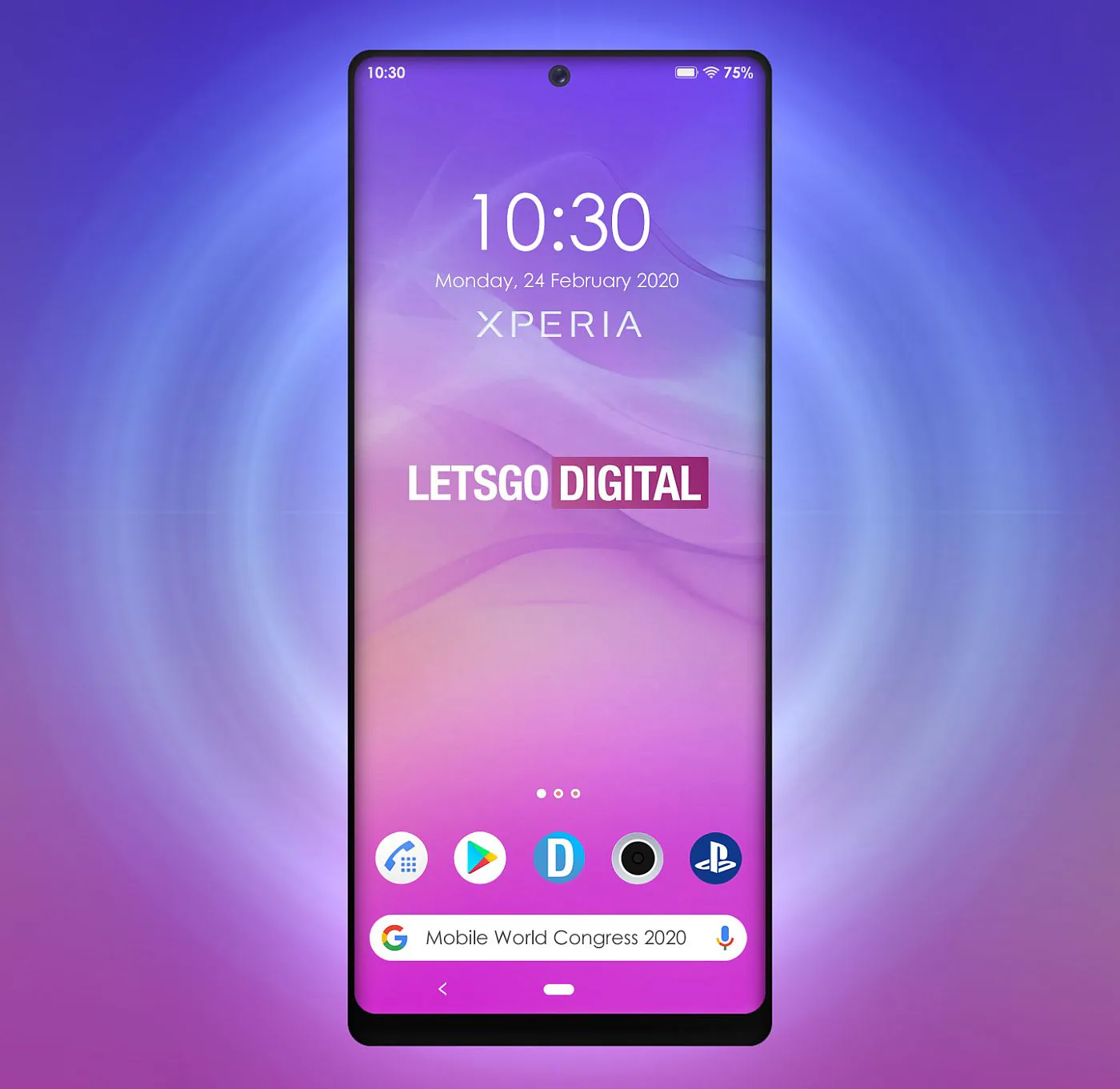 Ảnh render Sony Xperia 6 với viền rất mỏng, camera đục lỗ và thân máy dài