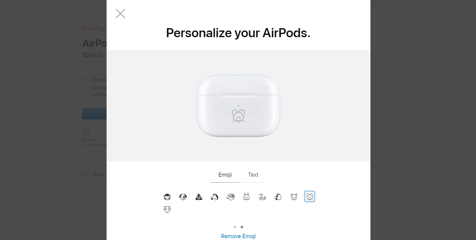 Apple hiện đã cho phép khắc biểu tượng emoji lên hộp sạc AirPods