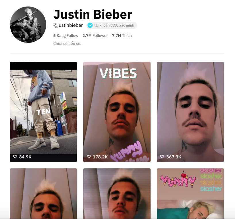 Justin Bieber chính thức mở tài khoản TikTok, cán mốc 2.3 triệu followers sau chưa đầy 10 ngày