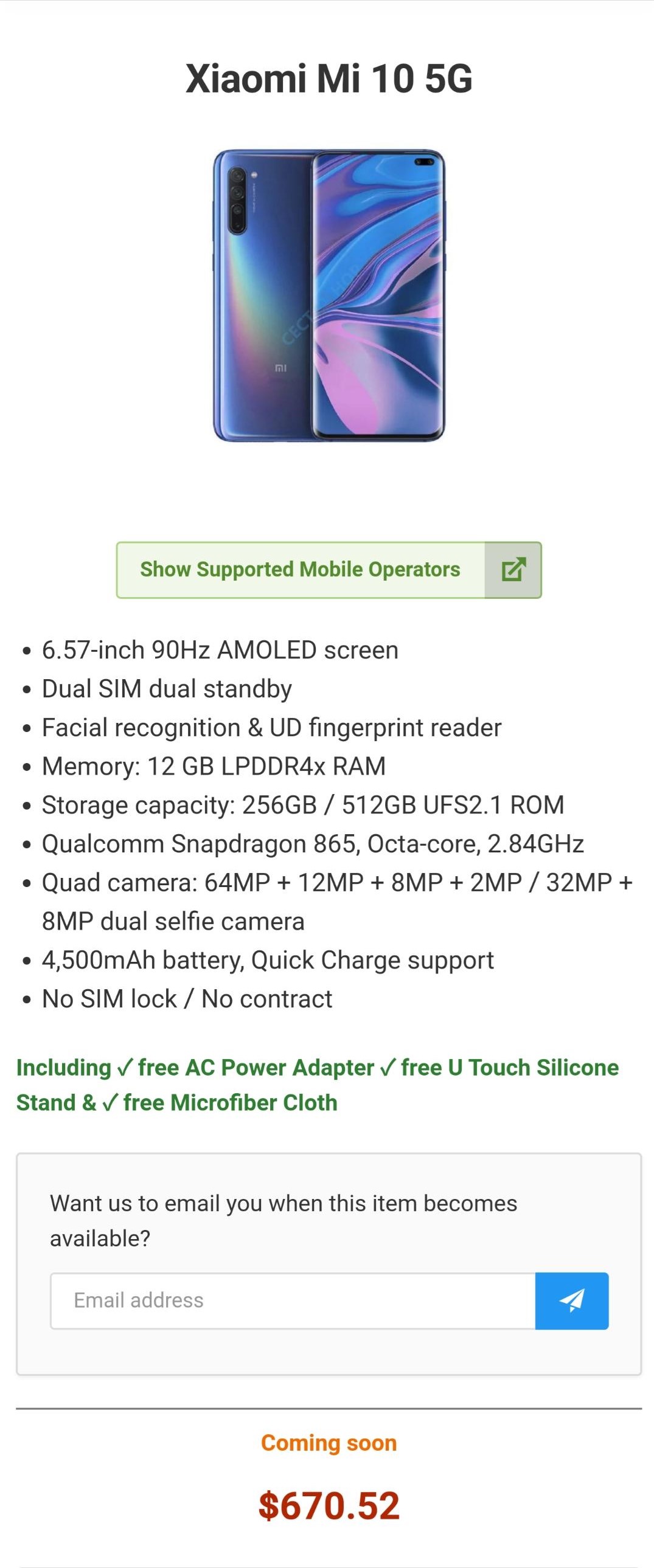 Lộ diện cấu hình Xiaomi Mi 10 5G: Chip Snapdragon 865, RAM 12GB, 6 camera, màn hình 90Hz và pin 4500 mAh