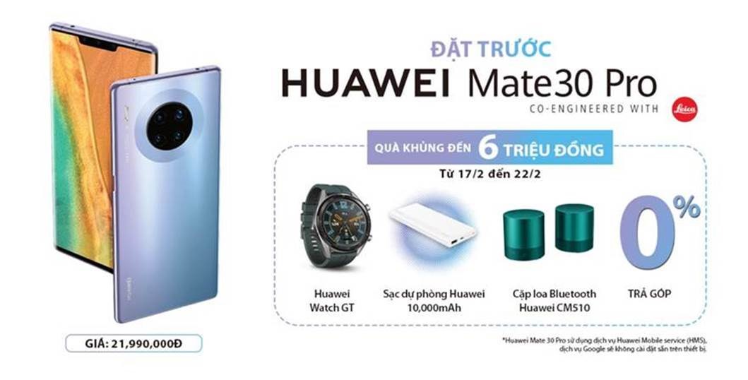 Huawei Mate 30 Pro chính thức được phân phối tại Thế Giới Di Động, FPT Shop & CellphoneS, giá 21,990,000 VNĐ