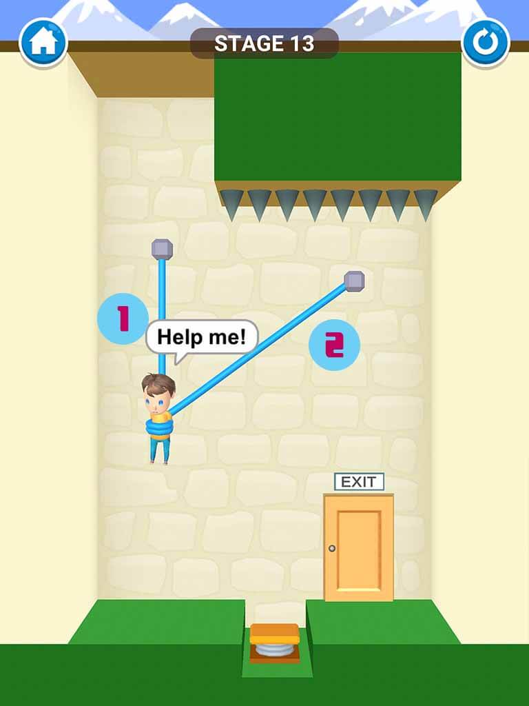 Đáp án game Rescue Cut - Rope Puzzle: Cắt làm sao để giải cứu nhân vật