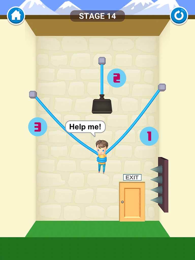 Đáp án game Rescue Cut - Rope Puzzle: Cắt làm sao để giải cứu nhân vật