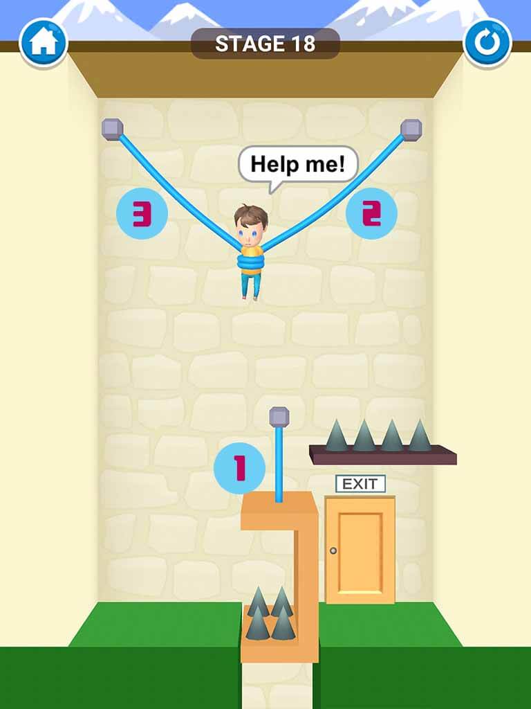 Đáp án game Rescue Cut - Rope Puzzle: Cắt làm sao để giải cứu nhân vật