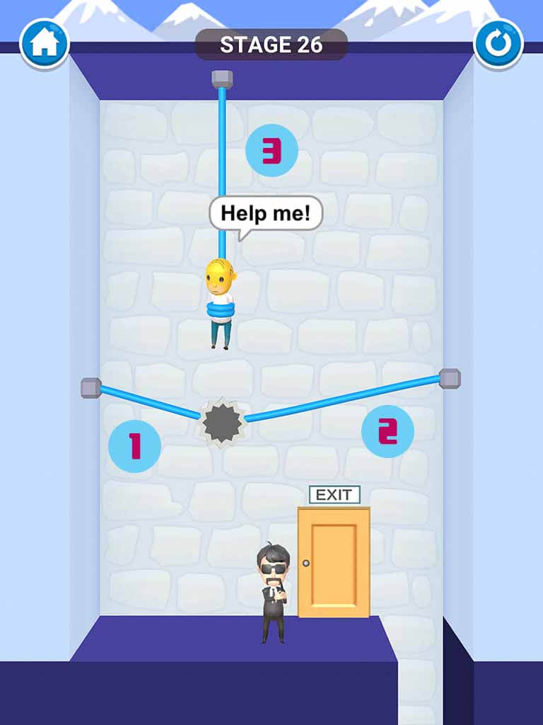 Đáp án game Rescue Cut - Rope Puzzle: Cắt làm sao để giải cứu nhân vật