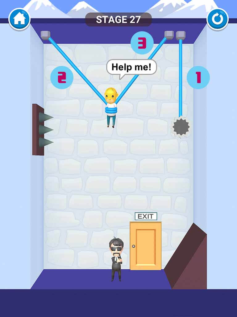 Đáp án game Rescue Cut - Rope Puzzle: Cắt làm sao để giải cứu nhân vật