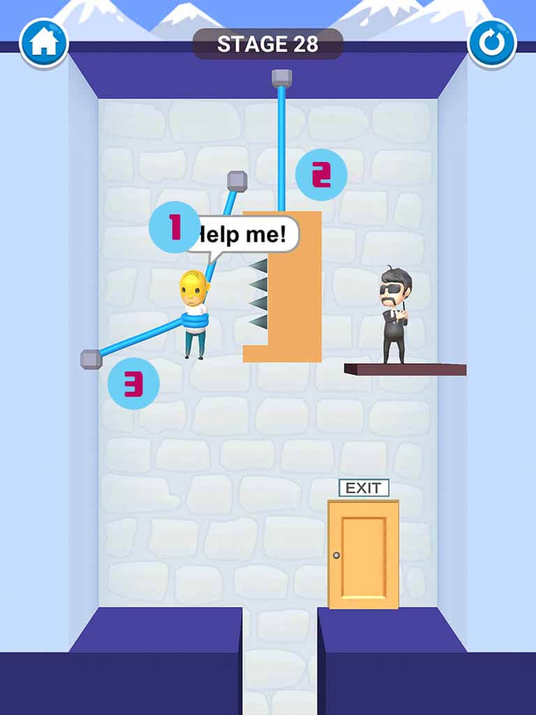 Đáp án game Rescue Cut - Rope Puzzle: Cắt làm sao để giải cứu nhân vật