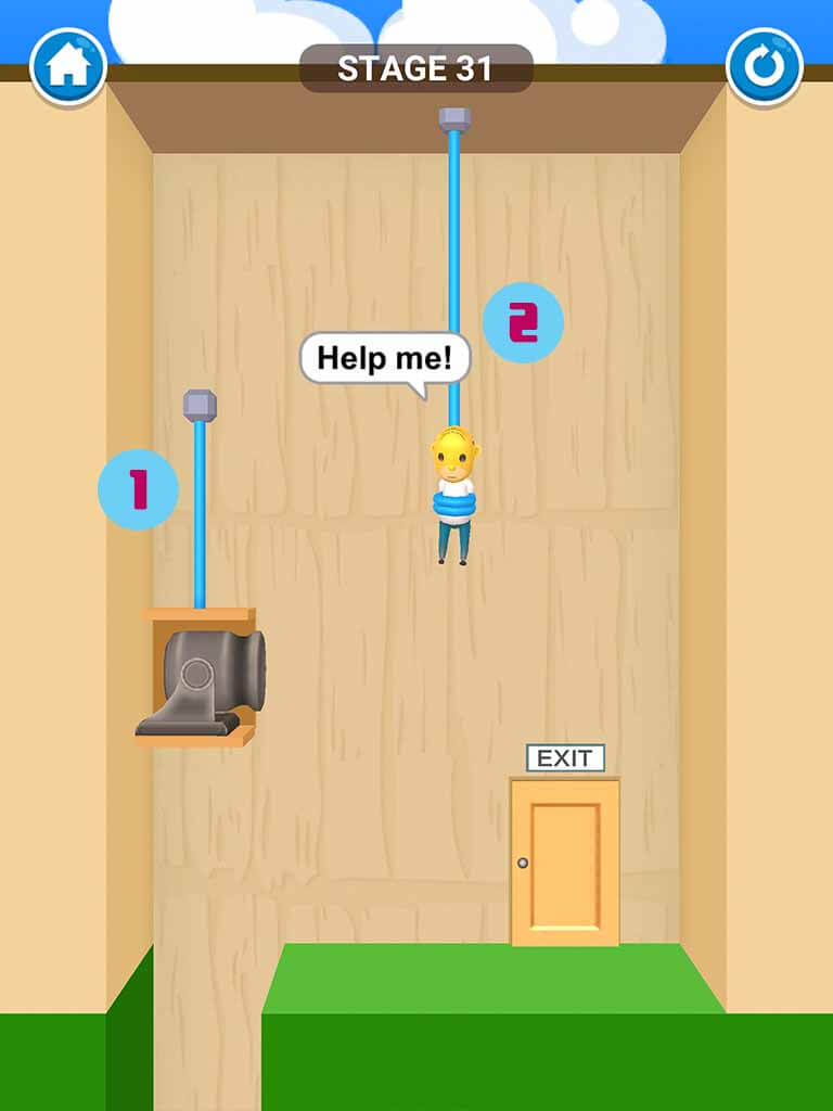 Đáp án game Rescue Cut - Rope Puzzle: Cắt làm sao để giải cứu nhân vật