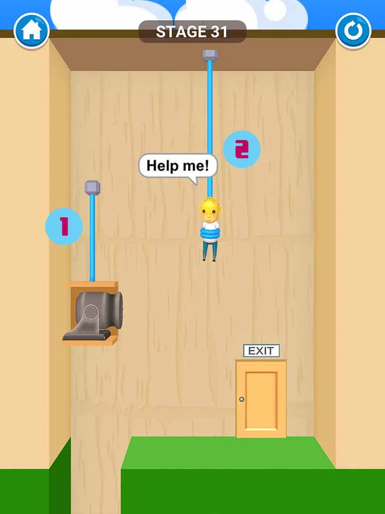 Đáp án game Rescue Cut - Rope Puzzle: Cắt làm sao để giải cứu nhân vật