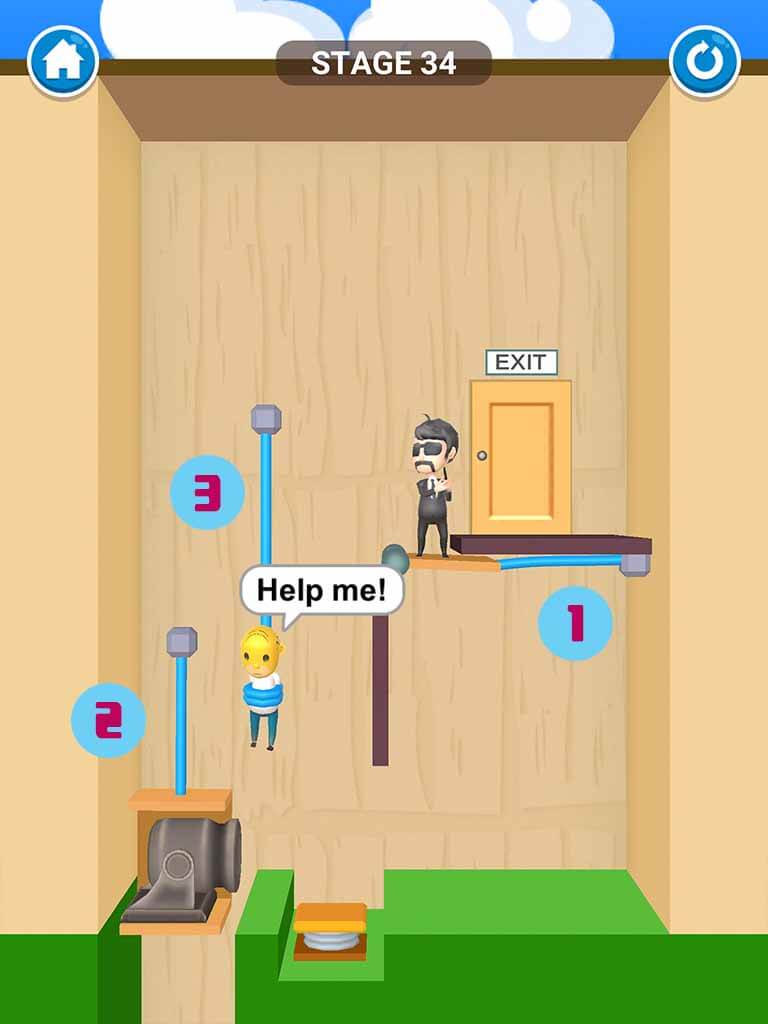 Đáp án game Rescue Cut - Rope Puzzle: Cắt làm sao để giải cứu nhân vật