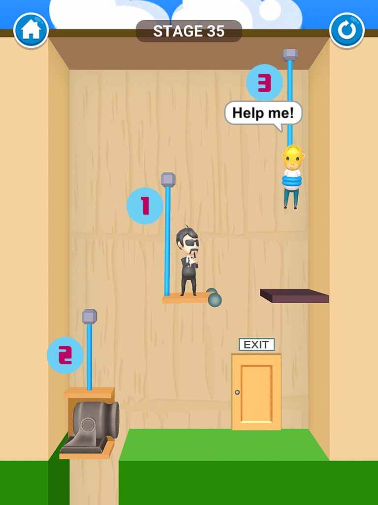 Đáp án game Rescue Cut - Rope Puzzle: Cắt làm sao để giải cứu nhân vật