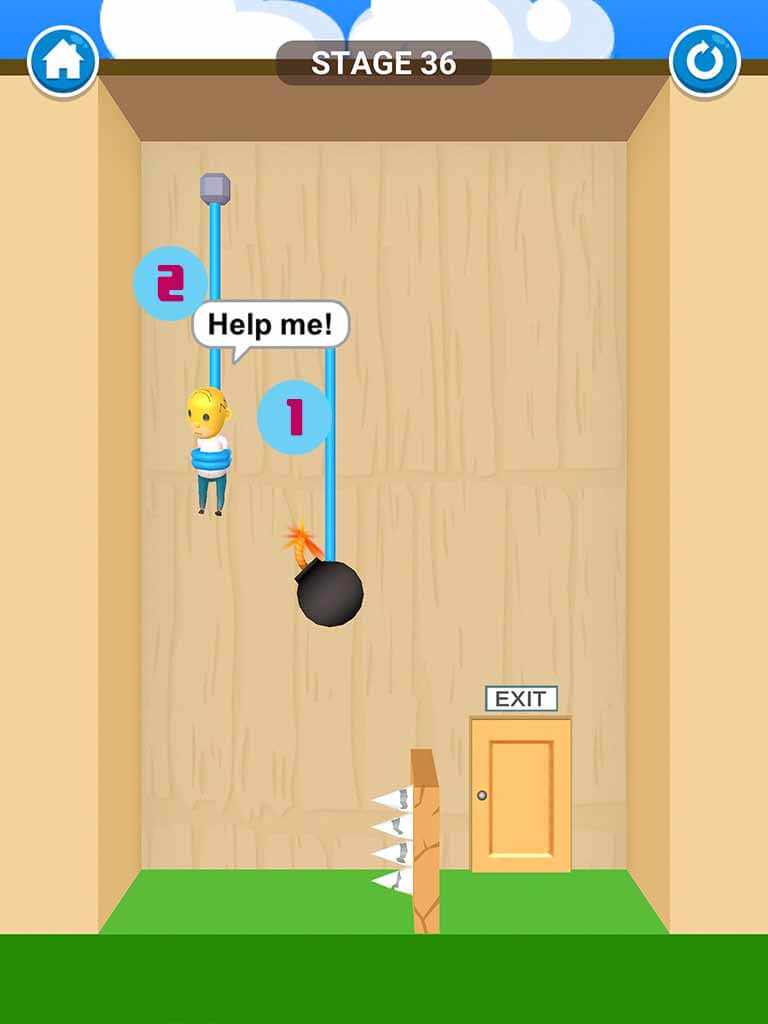 Đáp án game Rescue Cut - Rope Puzzle: Cắt làm sao để giải cứu nhân vật